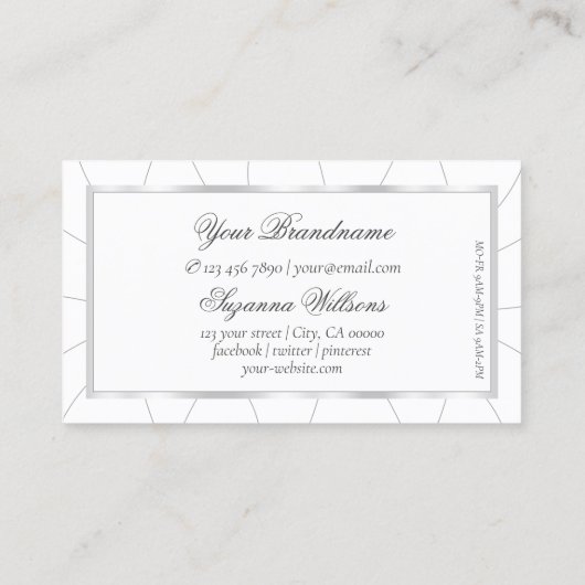 ダイヤモンド付き白と銀のフレームプロフェッショナル 名刺 (裏面)