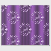 ダイヤモンド付き紫色のトナカイのクリスマス ラッピングペーパー (フラット)