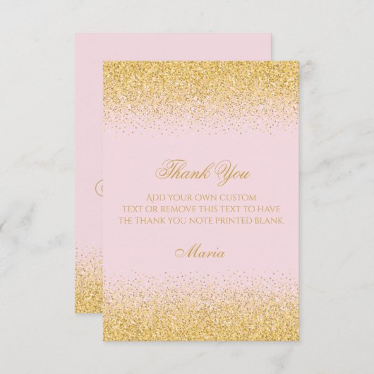 ダイヤモンド及び金グリッターのサンキューカード サンキューカード (正面/裏面)