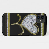 ダイヤモンド及び金ゴールドのハートの花 Case-Mate iPhoneケース (裏面(横))