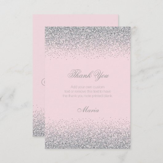 ダイヤモンド及び銀のグリッターのサンキューカード サンキューカード (正面/裏面)