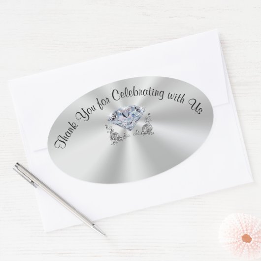 ダイヤモンド名記念日または結婚式用シール 楕円形シール (封筒)