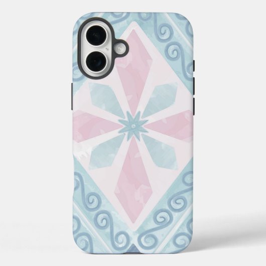 ダイヤモンド型の青いパターン Case-Mate iPhoneケース (裏面)