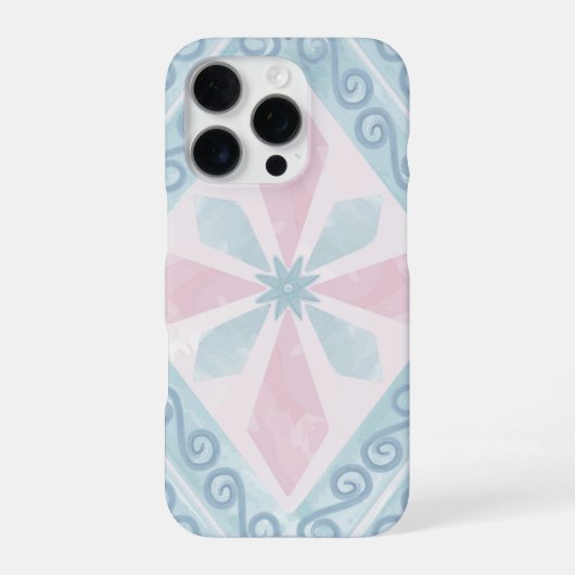 ダイヤモンド型の青いパターン iPhoneケース (裏面)