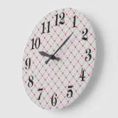 ダイヤモンド型赤いハート&ラインアート ラージ壁時計 (傾斜)