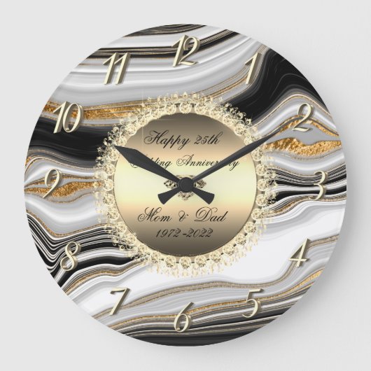 ダイヤモンド大理石結婚50周年 ラージ壁時計 (正面)