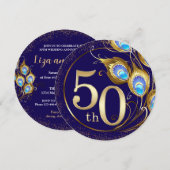 ダイヤモンド婚式50周年記念の孔雀の羽根 招待状 (正面/裏面)