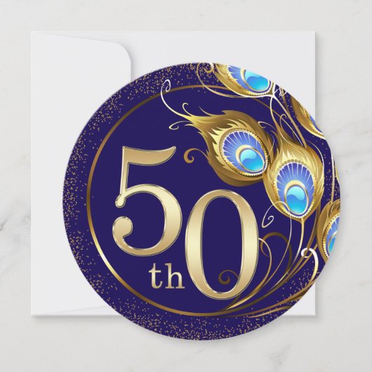 ダイヤモンド婚式50周年記念の孔雀の羽根 招待状 (正面)