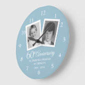 ダイヤモンド婚式60周年記念の子供の写真 ラージ壁時計 (傾斜)
