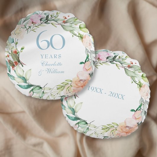 ダイヤモンド婚式60周年記念バラのガーランド ラウンドクッション