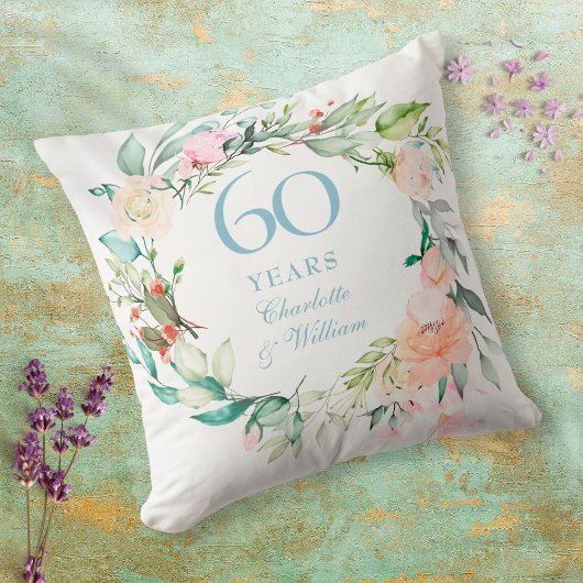 ダイヤモンド婚式60周年記念バラの花 クッション