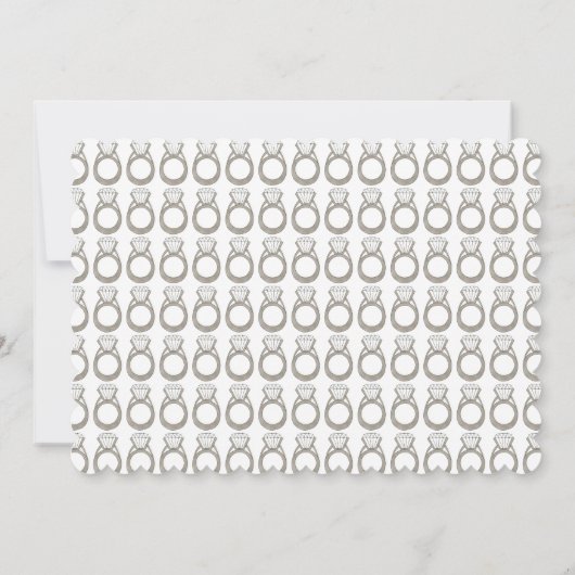 ダイヤモンド婚約リングや輪きらきら光るブライダルシャワーパーティー 招待状 (裏面)