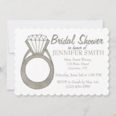 ダイヤモンド婚約リングや輪きらきら光るブライダルシャワーパーティー 招待状 (正面)