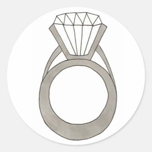 ダイヤモンド婚約リングや輪ウェディングシャワーシール ラウンドシール (正面)
