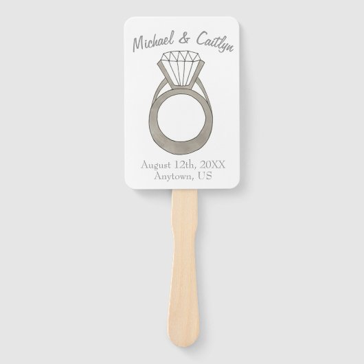 ダイヤモンド婚約リングや輪結婚の式プログラム ハンドファン (正面)