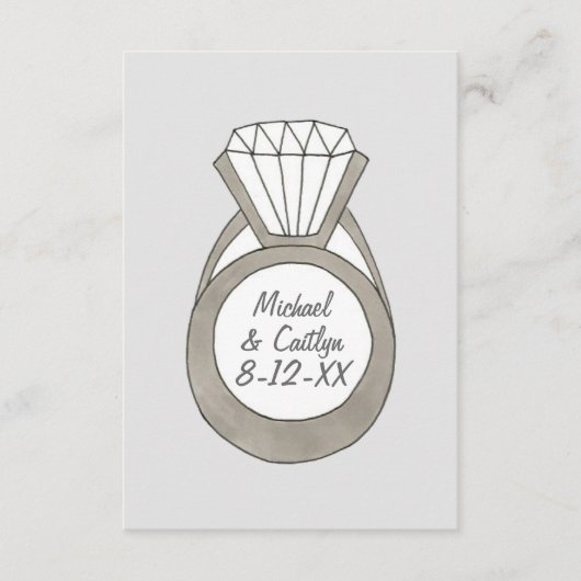 ダイヤモンド婚約結婚リングや輪ブライダルシャワー エンクロージャーカード (正面)