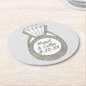 ダイヤモンド婚約結婚リングや輪ブライダルシャワー ラウンドペーパーコースター (アングル)