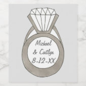 ダイヤモンド婚約結婚リングや輪ブライダルシャワー ワインラベル (シングルラベル)