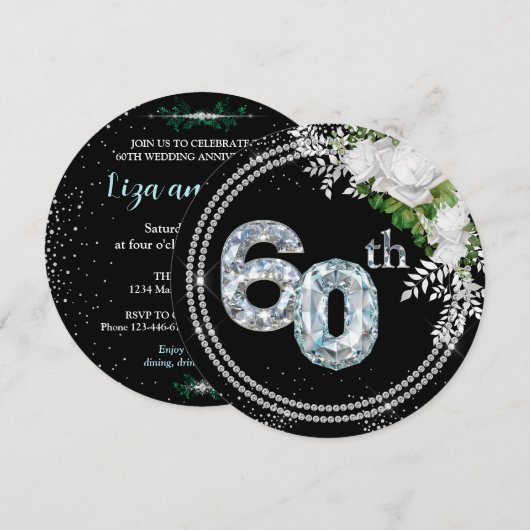 ダイヤモンド婚60周年記念 招待状 (正面/裏面)