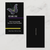 ダイヤモンド宝石ラインストンバタフライ 名刺 (正面/裏面)