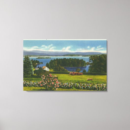 ダイヤモンド島と湖の丘の中腹の景色 キャンバスプリント (正面)
