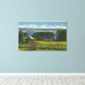 ダイヤモンド島と湖の丘の中腹の景色 キャンバスプリント (インサイチュ (ウッドフロア))