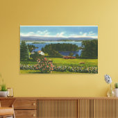 ダイヤモンド島と湖の丘の中腹の景色 キャンバスプリント (インサイチュ (リビング))