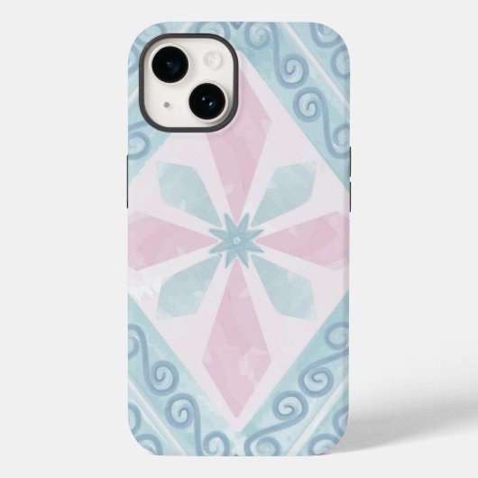 ダイヤモンド形の青いパターン Case-Mate iPhoneケース (裏面)