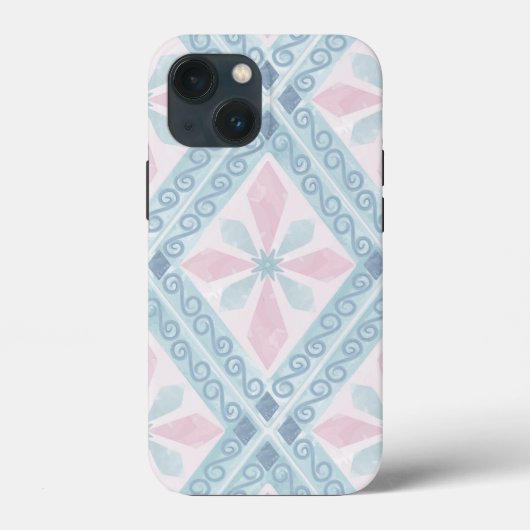 ダイヤモンド形の青いパターン Case-Mate iPhoneケース (裏面)