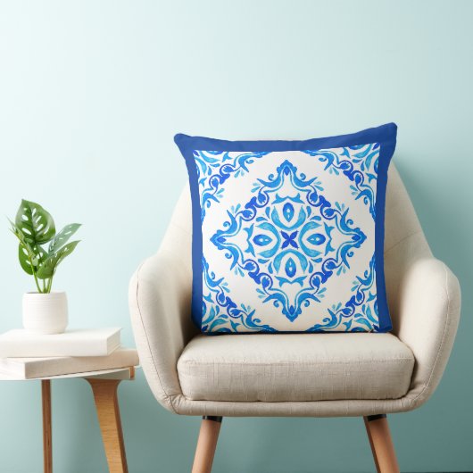 ダイヤモンド形の青と白のデルフト中国 クッション (椅子)