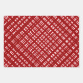 ダイヤモンド形パターン赤、白、黒 ラッピングペーパーシート (正面)
