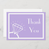 ダイヤモンド指輪のシルエットは感謝していしています(すみれ色の紫色) サンキューカード (正面/裏面)