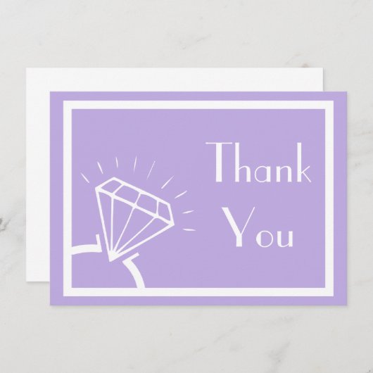 ダイヤモンド指輪のシルエットは感謝していしています(すみれ色の紫色) サンキューカード (正面/裏面)