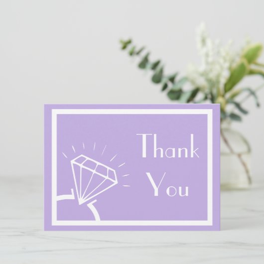 ダイヤモンド指輪のシルエットは感謝していしています(すみれ色の紫色) サンキューカード (スタンド正面)