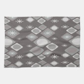 ダイヤモンド楕円スターバストダークグレー キッチンタオル (横)