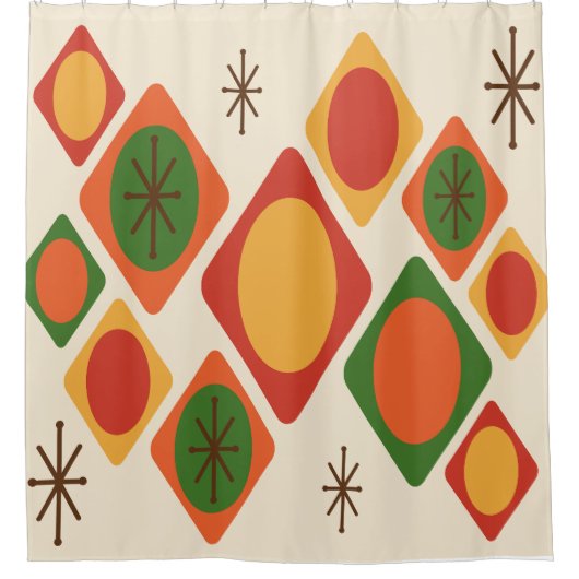 ダイヤモンド楕円スターバスト数々のカラー シャワーカーテン (正面)