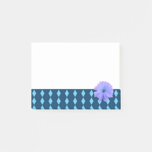 ダイヤモンド模様の縁取り紫の花 ポストイット (正面)