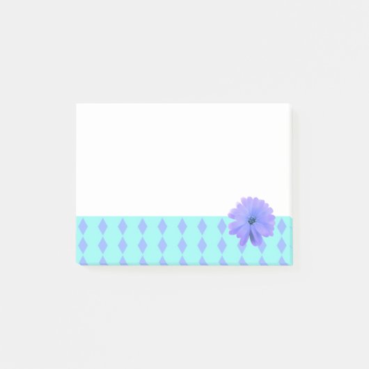 ダイヤモンド模様の縁取り紫の花 ポストイット (正面)