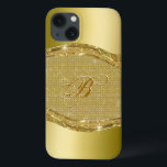 ダイヤモンド模様の金色のメタリック調 iPhone 13ケース<br><div class="desc">金ゴールドトーン光沢のあるメタリックの外観と黄色のtinesダイヤモンドのパターン。カスタムとオプションのモノグラム</div>