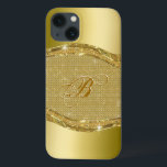 ダイヤモンド模様の金色のメタリック調 iPhone 13ケース<br><div class="desc">金ゴールドトーン光沢のあるメタリックの外観と黄色のtinesダイヤモンドのパターン。カスタムとオプションのモノグラム</div>