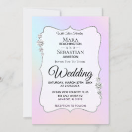 *~*ダイヤモンド水色勾配パステル結婚ズ 招待状