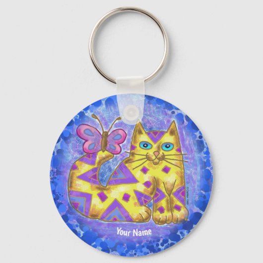 ダイヤモンド猫キーチェーン キーホルダー (正面)
