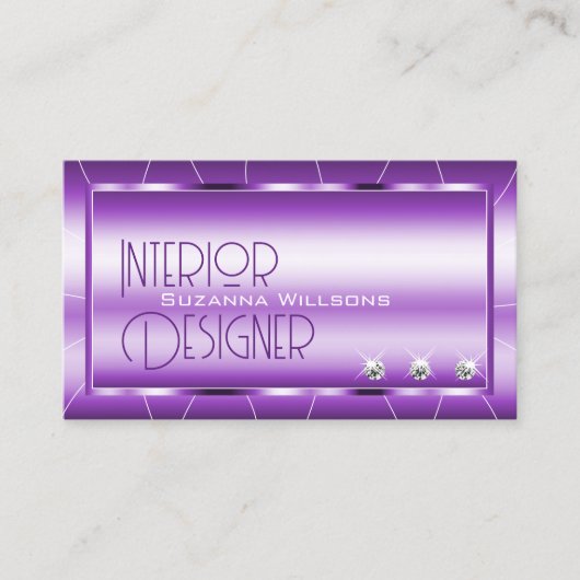 ダイヤモンド王室のとロゴのガラスを使用したシマーリーパープル 名刺 (正面)