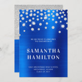 ダイヤモンド王室の紙吹雪ブルーグラデーションフォイル卒業 案内状 (正面/裏面)