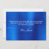 ダイヤモンド王室の紙吹雪ブルーサテン勾配箔 サンキューカード (裏面)