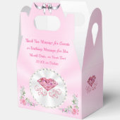 ダイヤモンド真珠パーソナライズピンクパーティー好意ボックス フェイバーボックス (見開き)