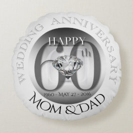 ダイヤモンド第60の結婚記念日の円形の枕 ラウンドクッション