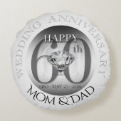 ダイヤモンド第60の結婚記念日の円形の枕 ラウンドクッション (裏面)