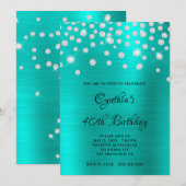 ダイヤモンド紙吹雪ターコイズサテングラデーションフォイル 招待状 (正面/裏面)