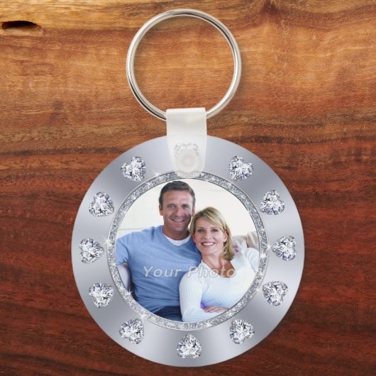 ダイヤモンド素晴らしハート格安,フォト結婚式の引き出物 キーホルダー (正面)